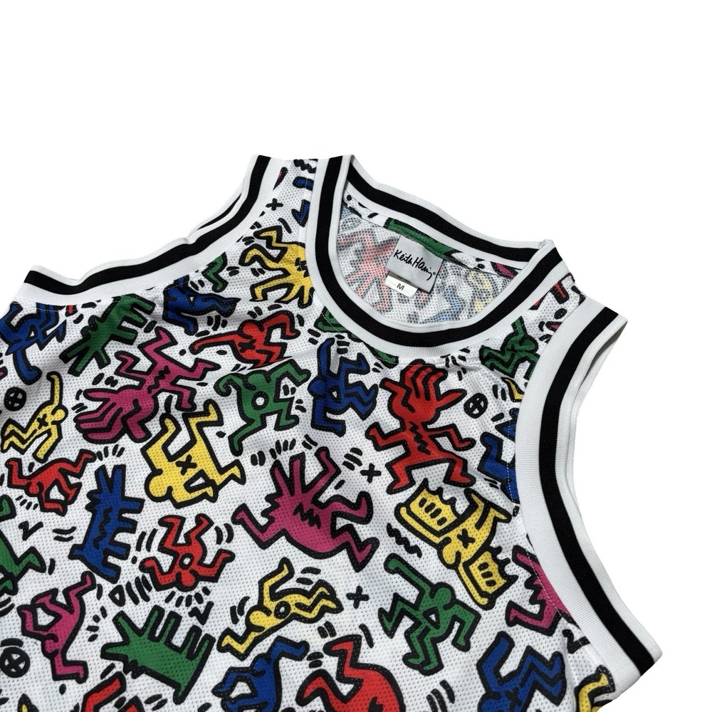 Keith Haring Graphic Basketball Jersey All Over Print Mesh Tank Top Size M 20x28 - Picture 3 of 5